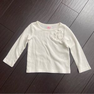 Toughskins baby girl cream long sleeve thermal shirt with sequin/tulle bows 18M